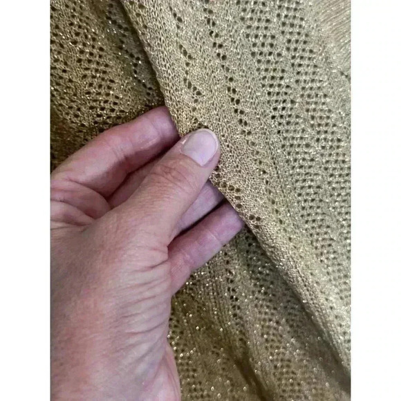 Vintage Y2K Gold Metallic Women's Knit Sweater Overlay Stretch Size XXL Sparkle - Picture 11 of 12